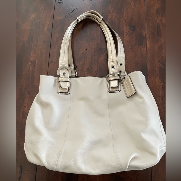 Coach Handbags - Coach Cream Leather Soho Bag with Muted Metallic Gold Handles - NoM1161-F17216